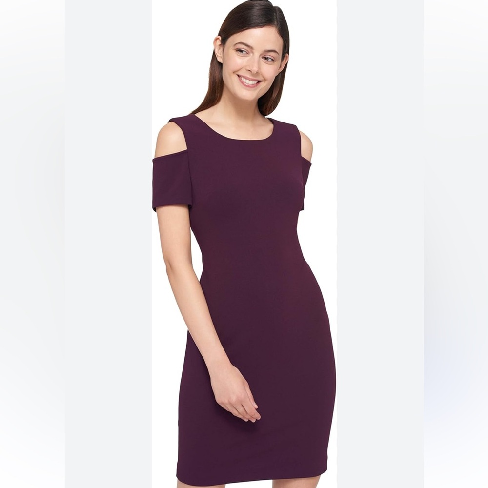 Burgundy Cold Shoulder Dress - Picture 3 of 3
